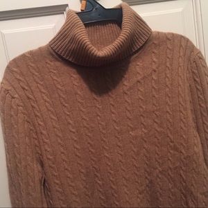 Cashmere Wool Lord & Taylor Tan Turtleneck